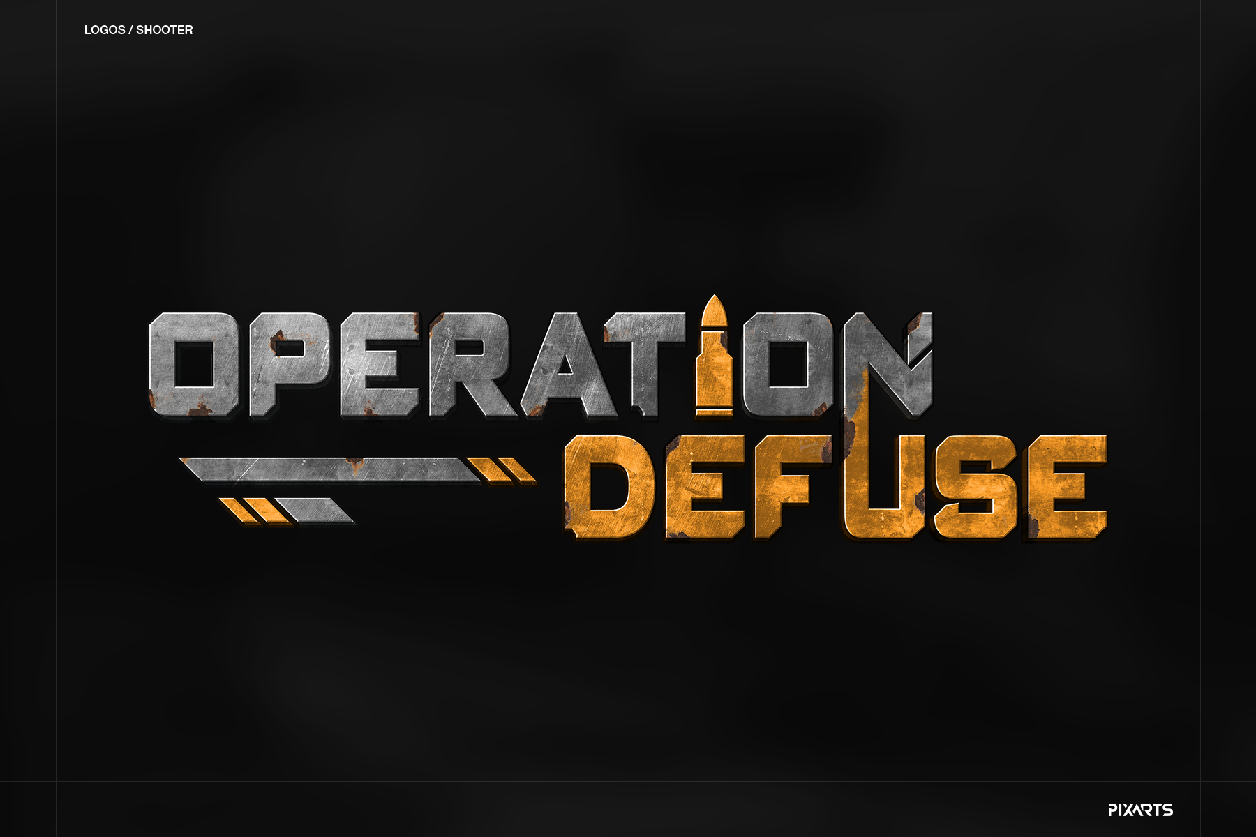 Operation Defuse shooter game logo featuring tactical military sci-fi typography and branding