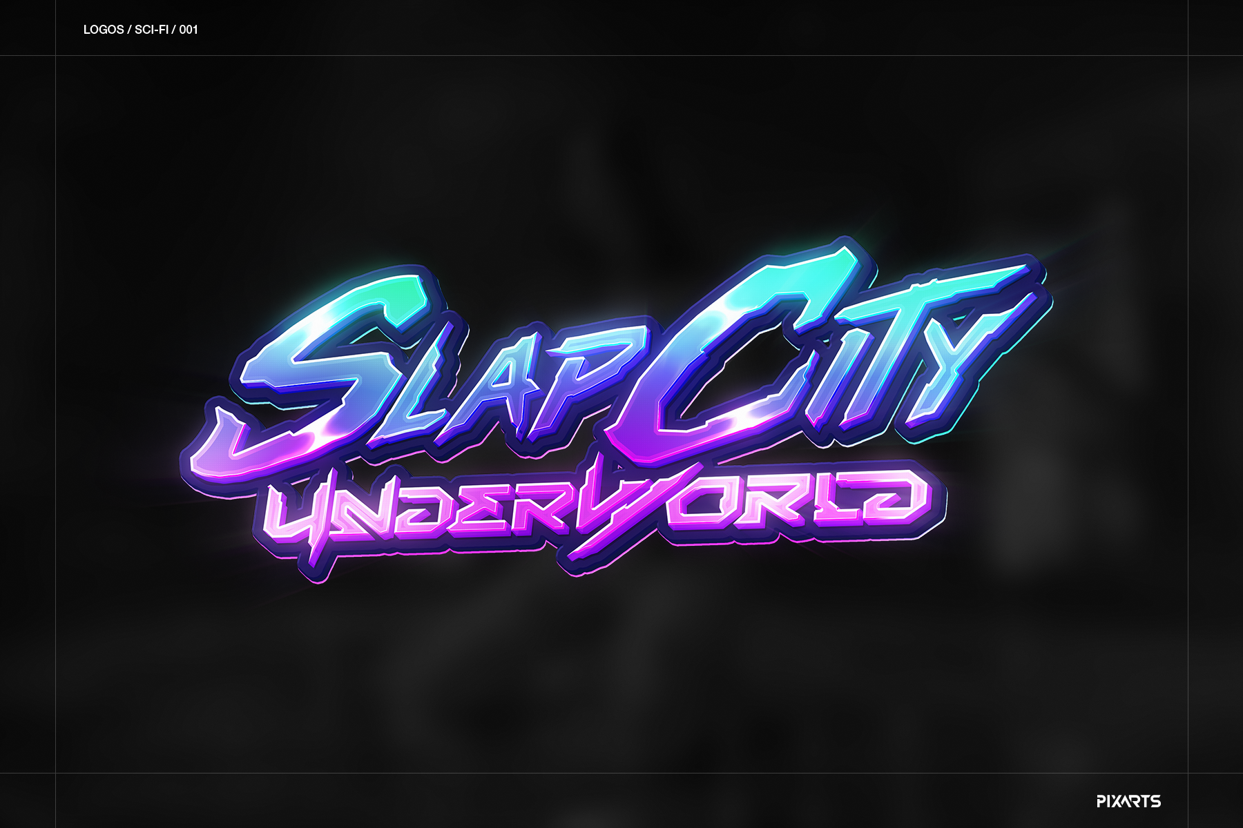 Slap City Underworld retro-futuristic game logo with glowing neon typography in synthwave style