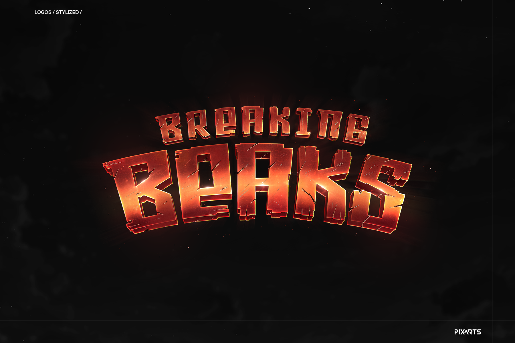 Breaking Beaks indie game title design featuring fiery orange and red chunky typography with thick dark outlines